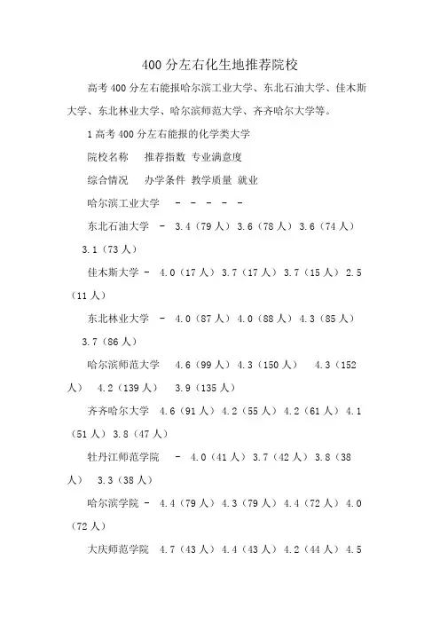 400分左右化生地推荐院校