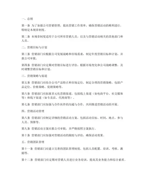 营销管理规章制度