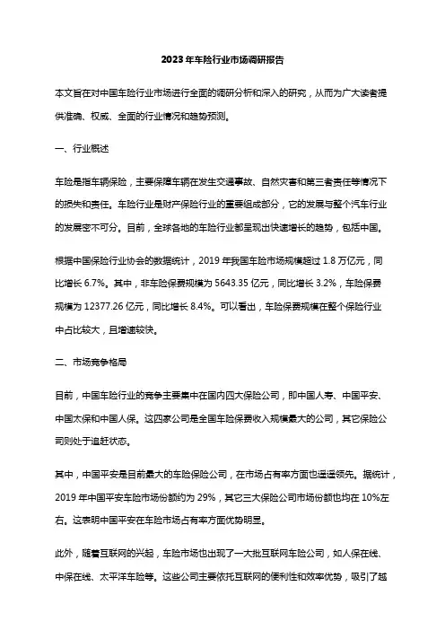 2023年车险行业市场调研报告