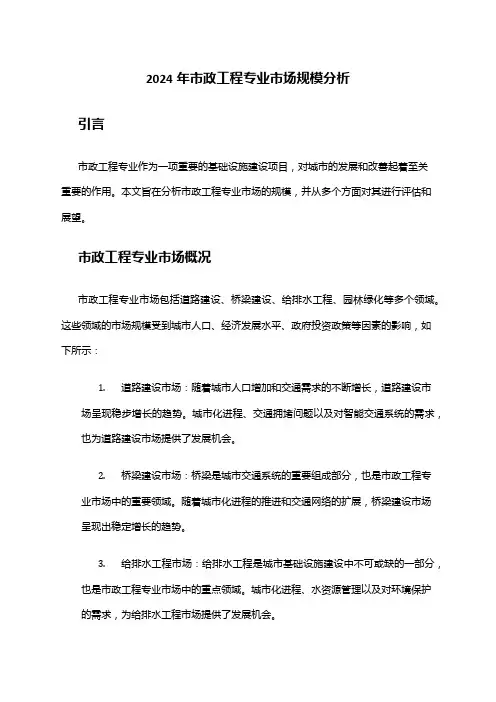 2024年市政工程专业市场规模分析