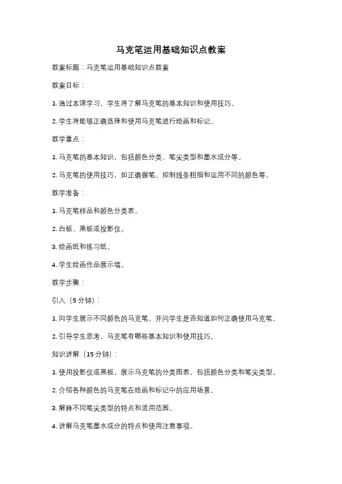 马克笔运用基础知识点教案