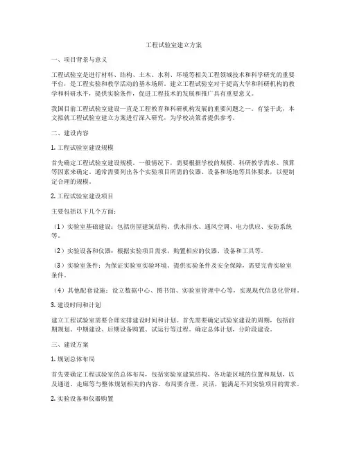 工程试验室建立方案