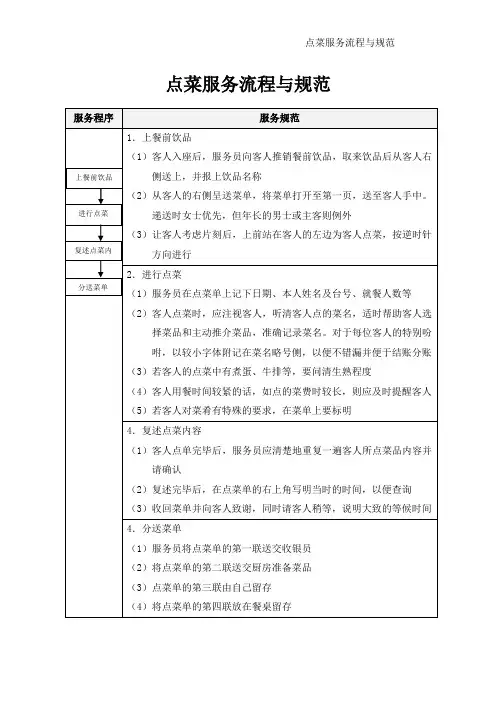 点菜服务流程与规范