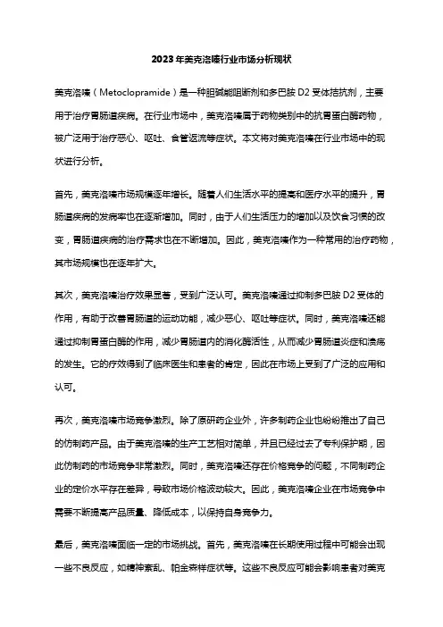 2023年美克洛嗪行业市场分析现状