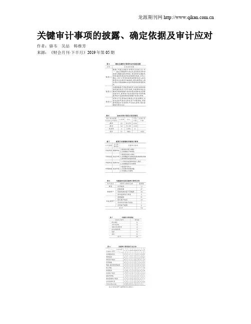 关键审计事项的披露、确定依据及审计应对