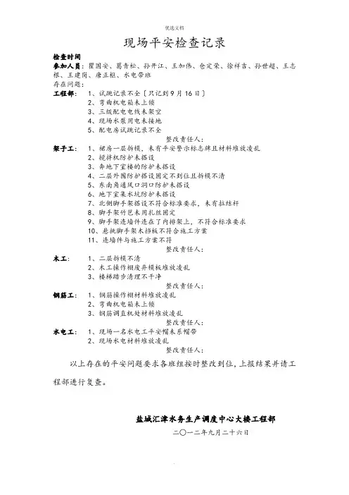 现场安全检查记录