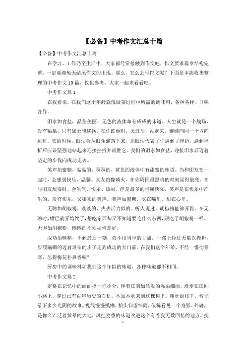 【必备】中考作文汇总十篇