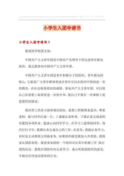 小学生入团申请书