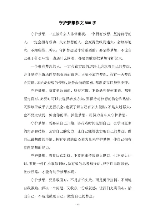 守护梦想作文800字