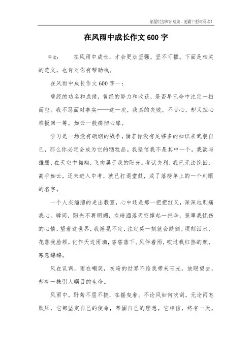 在风雨中成长作文600字