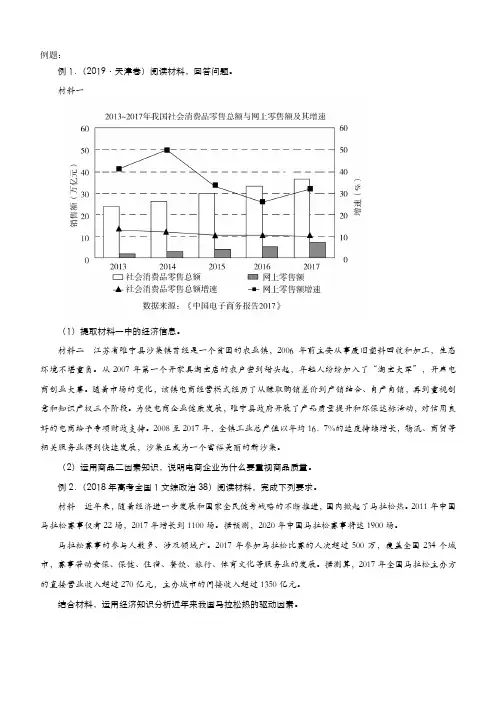 2021年高考政治主观题专项训练：生活与消费  