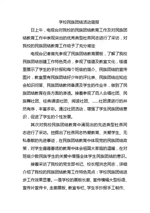 学校民族团结活动简报