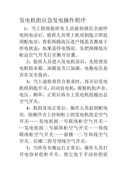发电机组应急发电操作程1