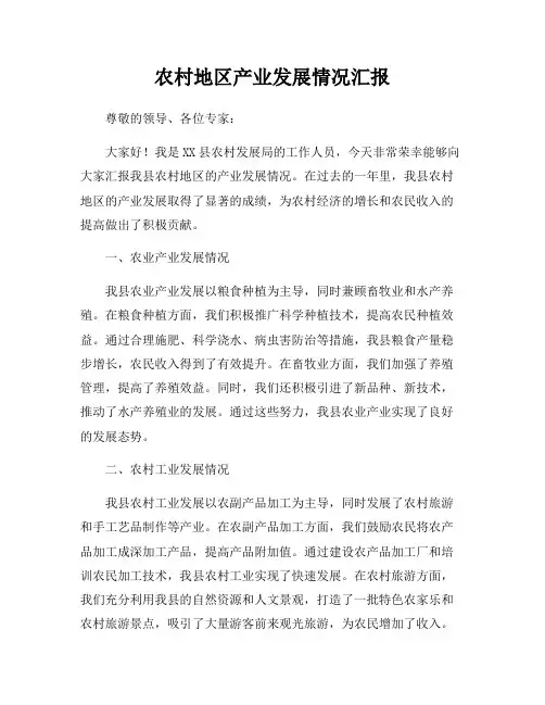 农村地区产业发展情况汇报