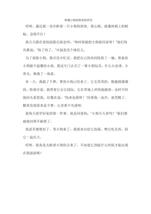 盼望小狗的到来的作文