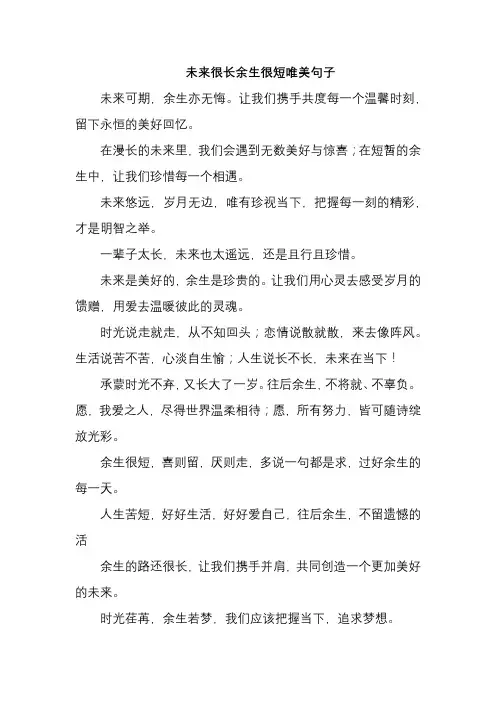 未来很长余生很短唯美句子