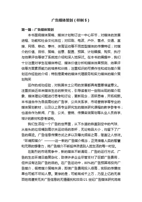 广告媒体策划（样例5）
