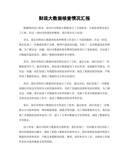 财政大数据核查情况汇报