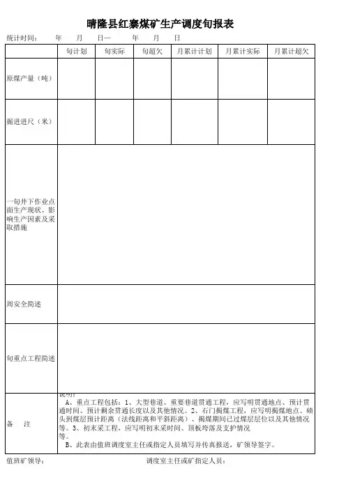 生产调度旬报表