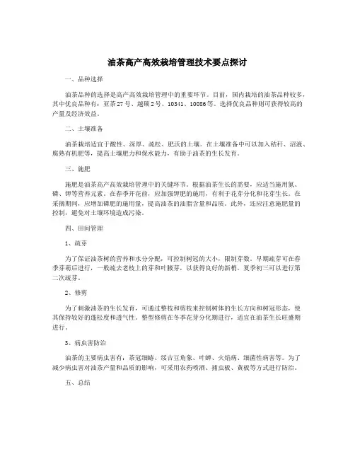 油茶高产高效栽培管理技术要点探讨