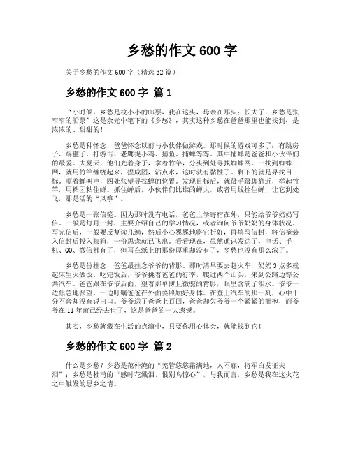 乡愁的作文600字