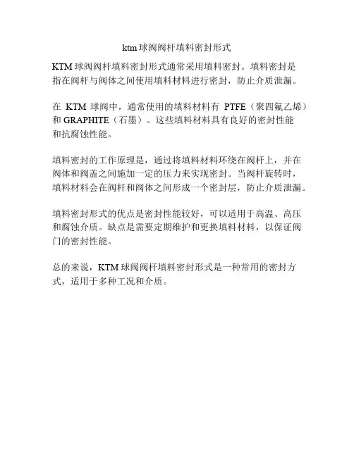 ktm球阀阀杆填料密封形式