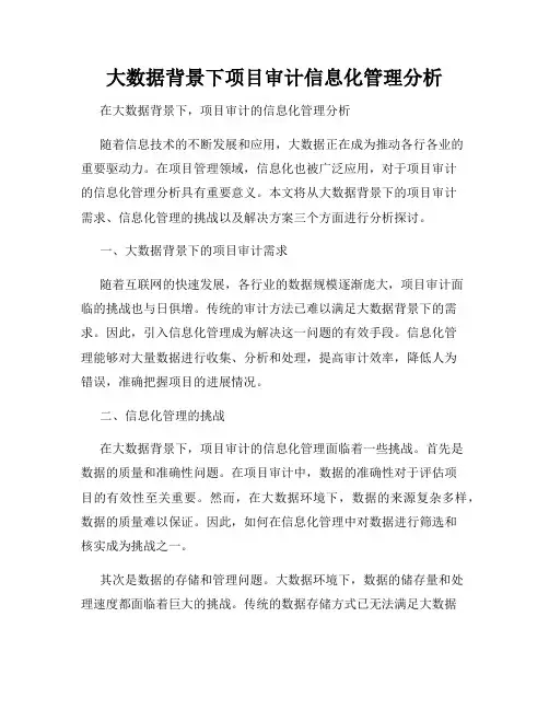 大数据背景下项目审计信息化管理分析