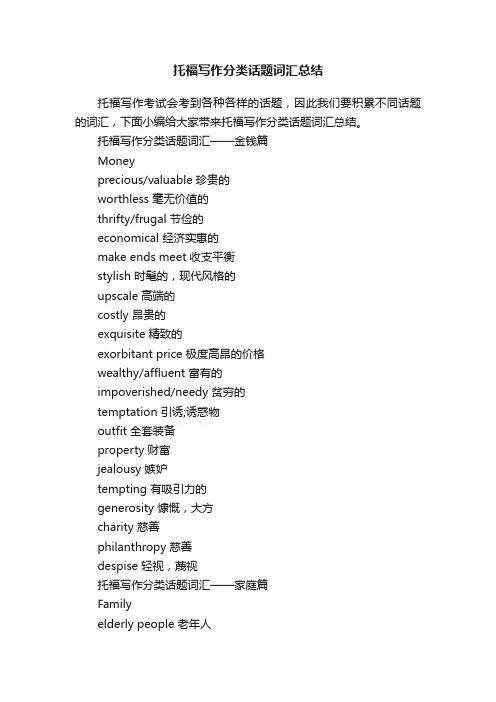 托福写作分类话题词汇总结