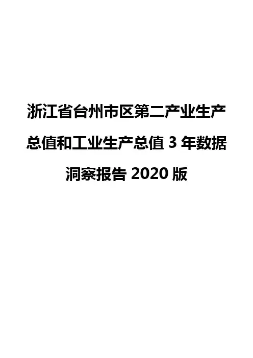 浙江省台州市区第二产业生产总值和工业生产总值3年数据洞察报告2020版