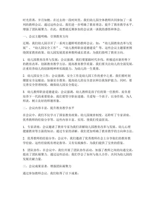 幼儿教师会议感言总结