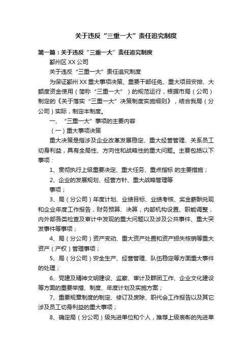 关于违反“三重一大”责任追究制度
