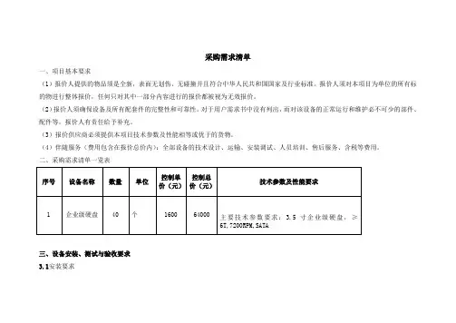 采购需求清单