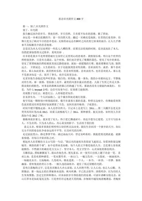 怀念旧时光作文600字