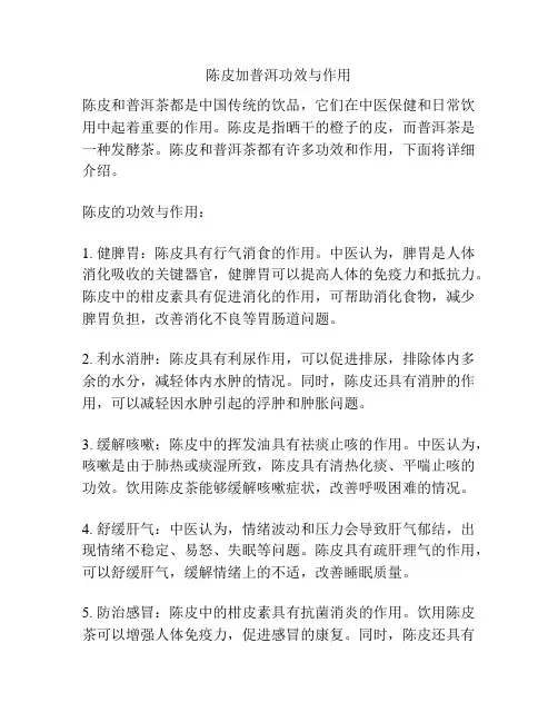 陈皮加普洱功效与作用