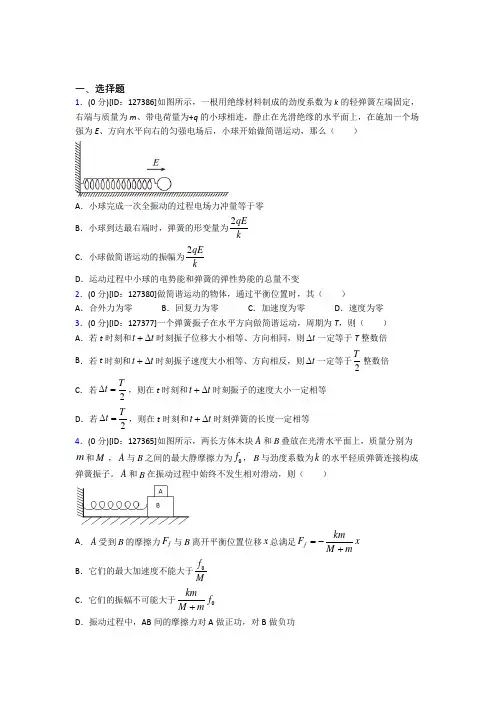 《好题》高中物理选修一第二章《机械振动》测试(含答案解析)