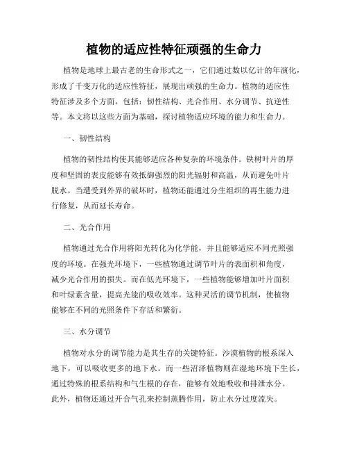 植物的适应性特征顽强的生命力
