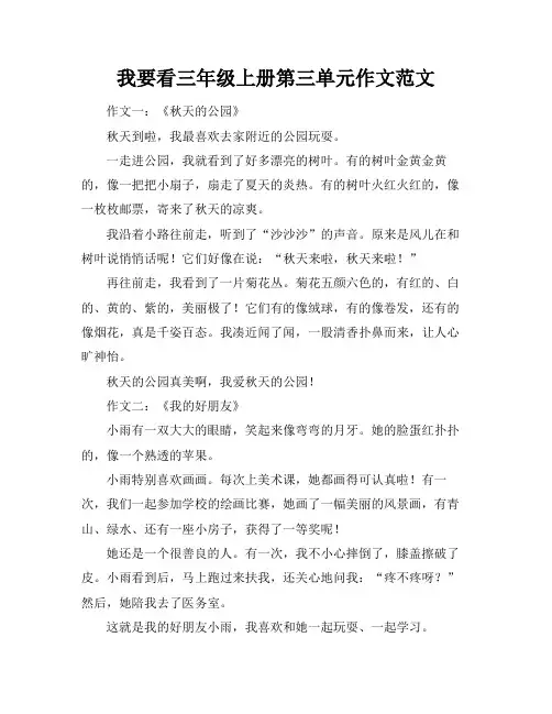 我要看三年级上册第三单元作文范文