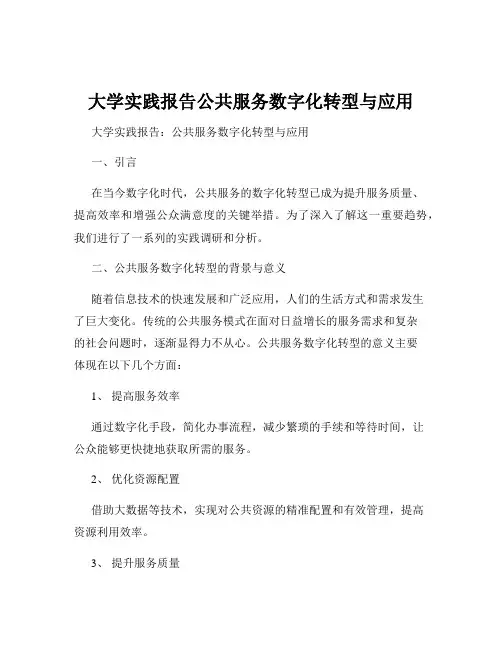 大学实践报告公共服务数字化转型与应用