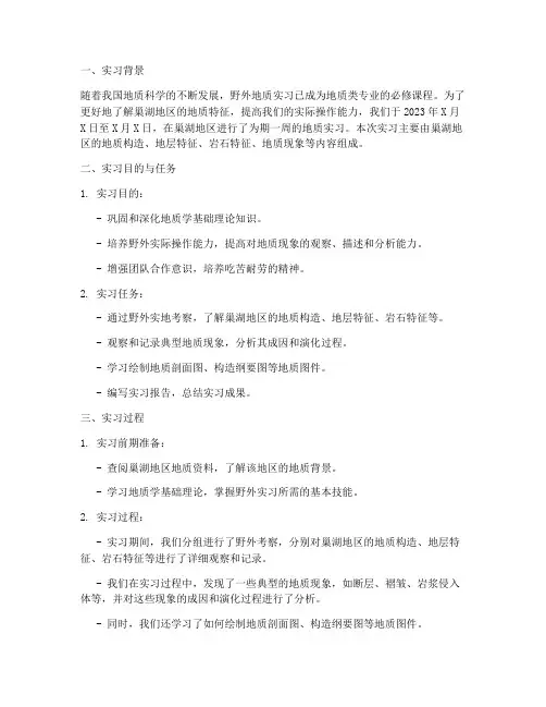 巢湖地区地质实习报告