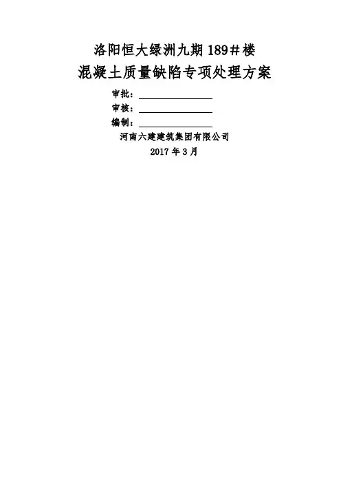 混凝土质量缺陷修补方案
