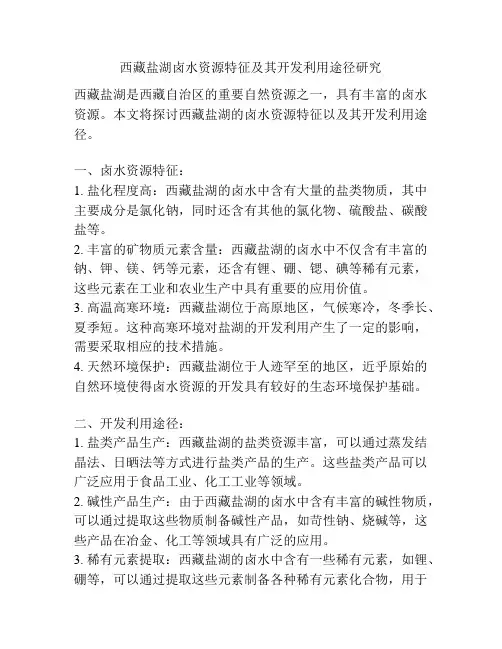 西藏盐湖卤水资源特征及其开发利用途径研究