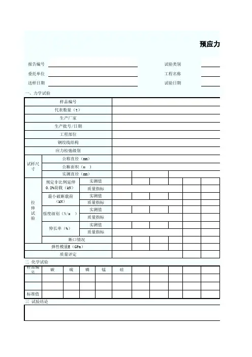预应力混凝土用钢绞线试验报告(附钢绞线合格证)