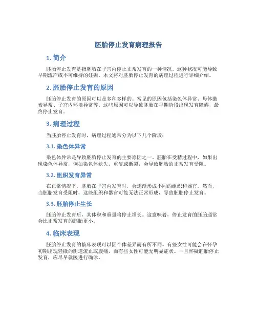 胚胎停止发育病理报告