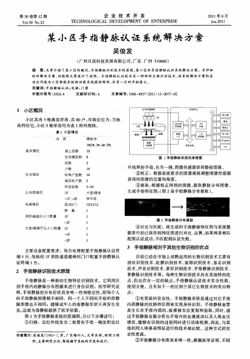 某小区手指静脉认证系统解决方案