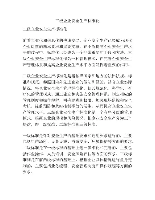 三级企业安全生产标准化