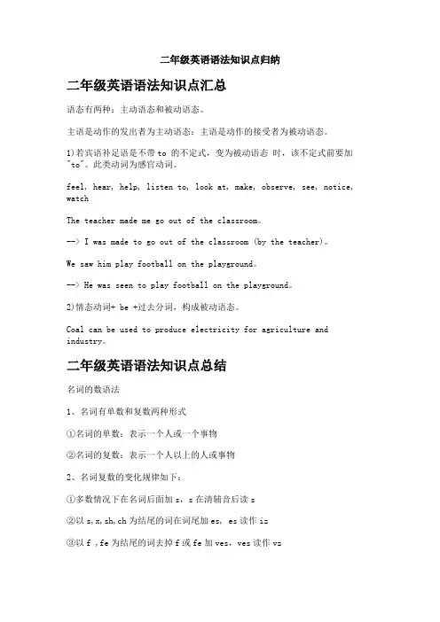 二年级英语语法知识点归纳