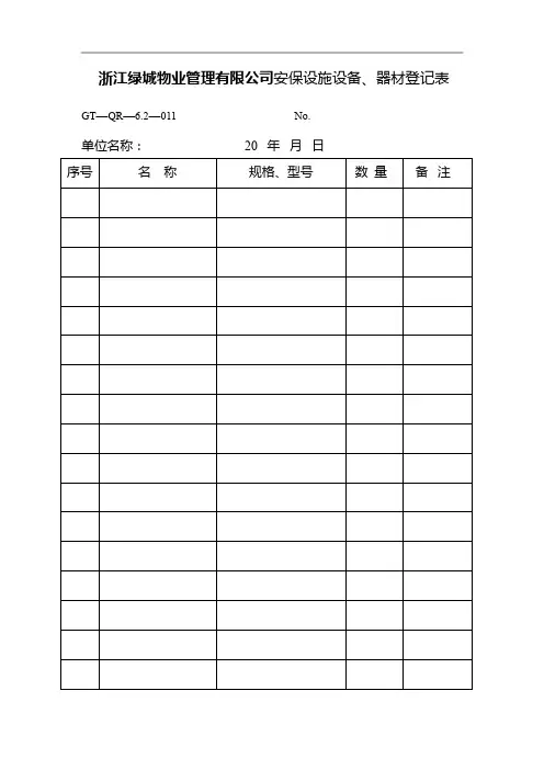 物业秩序全面表格
