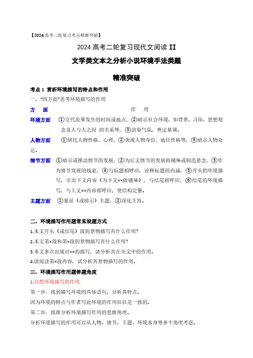 06 文学类文本之小说阅读突破环境描写简答题-2024年高考语文二轮复习之现代文阅读