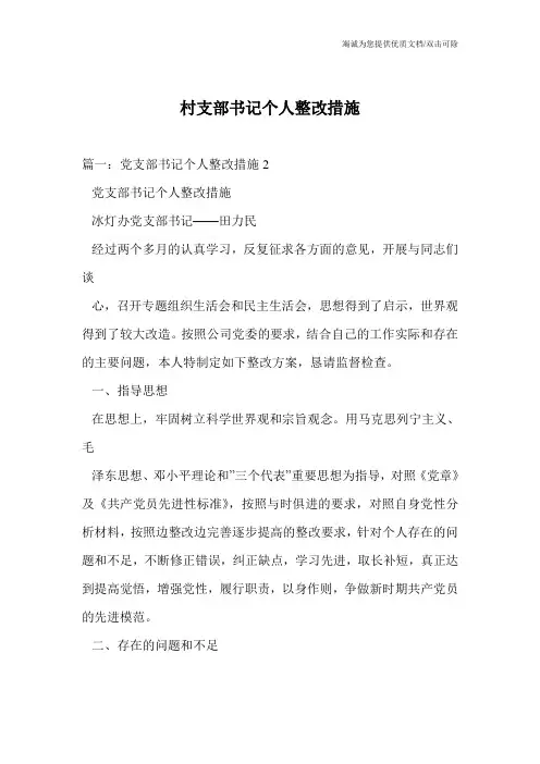 村支部书记个人整改措施
