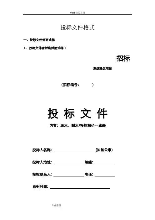 标准招投标文件格式